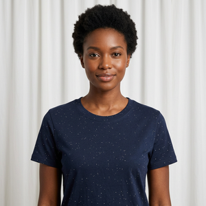 Camiseta Brillante con Adornos para Mujer, Elegante, de Manga Corta, Informal - Product Image 1