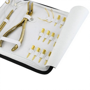 Professional 10-Piece Steel Hair Extension Tools Pliers Kit Set Goldcolor Bond Cutter Finger Needles <b>Clips</b> Scissors Pulling <b>Hook</b> - Product Image 1