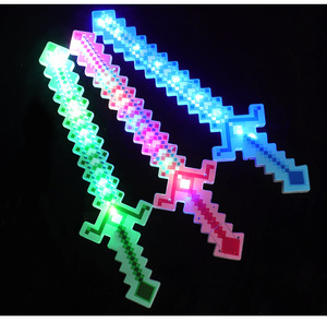 54CM colorido LED luz plástico cristal sables Pixel espada juguetes para niños espada iluminada con sonidos para jugar samurái - Product Image 6
