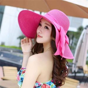 Wholesale Unisex Oversized Big Brim Foldable Summer Beach Travel Casual Character Style Pink Straw <b>Hats</b> - Product Image 2