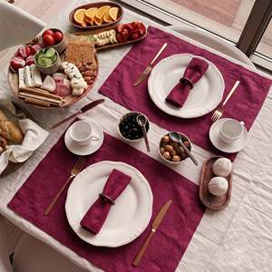 Napperons en lin de poids moyen avec texture tissée dense pour tables de réception et organisateurs de mariages - Product Image 1