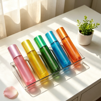 Flacon en verre 5ml 10ml pour huiles essentielles et parfums, avec bouchon en bambou et bille roulante en acier, pour essences, parfums et huiles corporelles