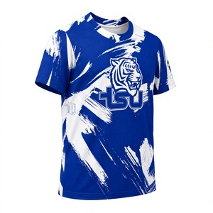 T-shirt personnalisé avec motif de tigre bleu et blanc – T-shirt de sport imprimé par sublimation pour le spirit d'équipe - Product Image 3