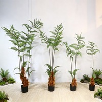 Plante en pot réaliste : Fougère Tête de Singe et Fougère à Fils Dorés, Ornement d'arbre de fougère sur pied, Décoration intérieure de bonsaï de fougère