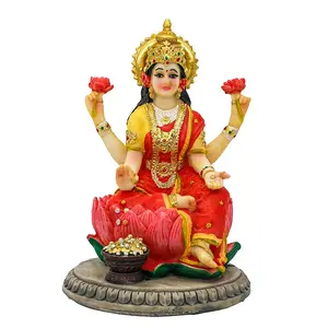 공장 도매 자동차 장식 연꽃 기지 인도 길조 천상의 처녀 조각 인도 여신 재산 Lakshmi 동상