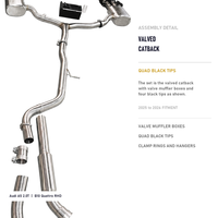 Échappement Catback à valves pour Audi A5 B10 2.0T Quattro, conduite à droite, montage direct, 2025 à 2026, avec quatre embouts noirs et boîtes de valves