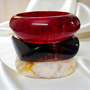 MN Exports Islam Fashion Resin Lucite Bangle <b>Bracelet</b> Set <b>Red</b> Black White Unisex Gift Jewelry - Product Image 1