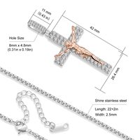 Collier Crucifix Homme Femme Chaîne Croix Jésus Sertie de Zirconiums Cubiques 5A Plaqué Or Blanc/Or 18 Carats/Or Rose, Grand Pendentif Chrétien