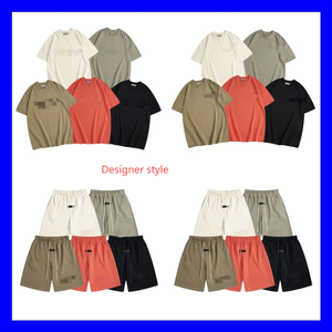 Ensemble T-shirt et short tricoté décontracté respirant pour homme FOG, 260 g/m², en pur coton, avec silicone de détection d'aiguille sans couture - Product Image 2