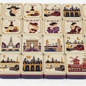 Nouvel ensemble de Mahjong américain de luxe créatif 2026 en stock, 160 tuiles, design <span class=keywords><strong>Tour</strong></span> <span class=keywords><strong>Eiffel</strong></span> et Arc de Triomphe, portable - Product Image 4