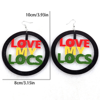 Africa Rasta I Love My Locs Pendientes de madera