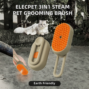 Elecpet Cepillo de Vapor Eléctrico 3 en 1 de Lujo para Gatos, con Pulverizador Anti-salpicaduras, Masajeador y Peine para Aseo de Mascotas, Eliminación de Pelo, Plástico - Product Image 2