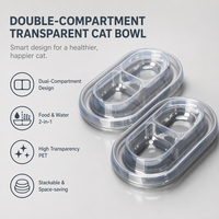 Meilleur bol pour chat en plastique PET personnalisé Best Guard - Plateau jetable 2-en-1 pour nourriture et eau pour chat