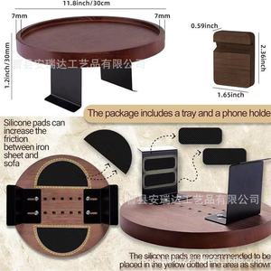 Bandeja para reposabrazos de sofá, mesa redonda de madera de bambú para taza de café, almacenamiento de libros, mesa auxiliar móvil para el hogar - Product Image 5