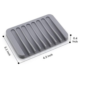 Self Draining Silicone Soap Mat, Flexible Anti-slip Soap Saver <b>Tray</b> for <b>Shower</b>, Bathroom Countertop & Kitchen Sink - Product Image 3