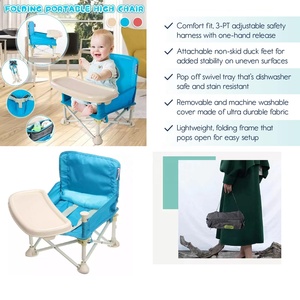 Viaggi Rialzo con Vassoio per il Bambino Portatile Pieghevole di Alta Sedia per Mangiare, <span class=keywords><strong>Campeggio</strong></span>, Spiaggia, Prato - Product Image 5