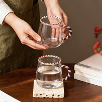 Mug à café en verre borosilicate 430 ml, design unique avec bords en spirale, décorations personnalisées, compatible lave-vaisselle et micro-ondes, nouveauté pour le bureau, vente en gros