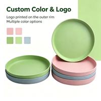 Assiette ronde réutilisable en fibre de bambou 20 cm, sans danger pour les aliments, incassable, écologique, pour salade, fruits, collations et repas quotidiens