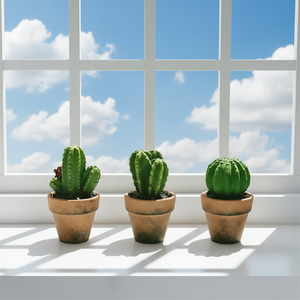 Ensemble de mini-<span class=keywords><strong>cactus</strong></span> artificiels <span class=keywords><strong>pas</strong></span> chers pour la décoration de la maison dans un petit pot en céramique, réalistes et durables - Product Image 5