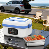 Boîte à lunch électrique chauffante sans eau, rechargeable par USB, avec contrôle par bouton, fermeture à boucle, intérieur en acier inoxydable amovible
