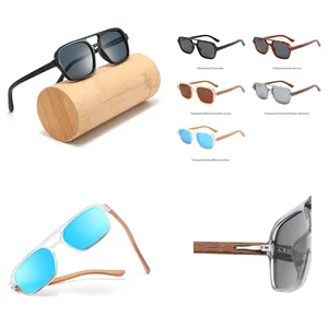 Square shade lentes sun glasses oem vintage women uv400 polarized Sunglasses 2023 handmade wood eyewear