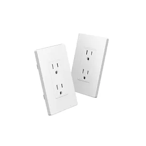 American Socket US Standard Panel Wall Switch Socket l 2 Gang 2 Way Wall Charger Double 6 Pin Plastic Wall Socket Outlet