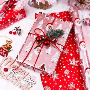 Pink Christmas <b>Wrapping</b> <b>Paper</b> 17x33 Feet Reversible Santa Snowy Forest Design Metallic Foil Gift Wrap - Product Image 5