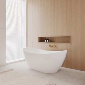 Luxury Freestanding Bathtub Vietnam Contemporary Design Acrylic Fiberglass OEM ODM Custom <b>Drain</b> Logo Finish - Product Image 3