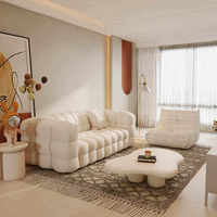 Yisi Cream Style Zuckerwatte-Ecksofa-Set Modernes Sofa Weiche Wolken-Optik Weiße Lammwolle Gewebtes Apartment-Wohnzimmer Getuftetes Schwammsofa
