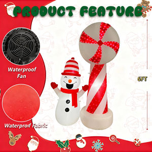 Dekorasi luar ruangan tiup Natal, dekorasi halaman tiup manusia salju bawaan LED Natal - Product Image 3