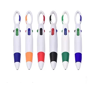 塑料光滑圆珠笔高品质定制登山扣穿梭笔4合1可伸缩书写笔