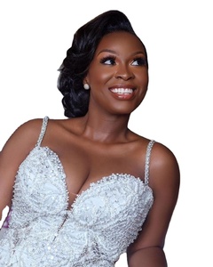 Vestido de Novia Bordado de Lujo con Tirantes Finos, Vestido de Novia Africano con Cuentas para Mujeres Maduras - Product Image 3