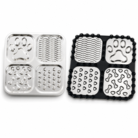 Gamelle anti-glouton en acier inoxydable avec base à ventouse et tapis à lécher, gamelle puzzle à 4 compartiments pour chats et chiens NicePets