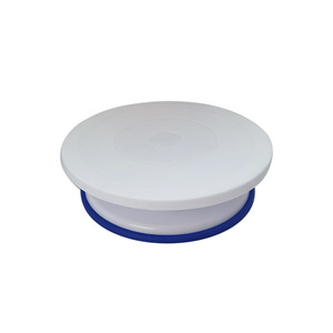 Plastic Cake Turntable Round White With Blue Non Slip Strip For Birthday Cake Decorating Household Use - Product Image 4