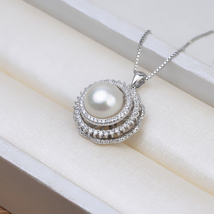 Wenchi S925 Plata Accesorios DIY Joyería de Moda Femenina Set con Anillo Giratorio Colgante Abierto Soporte Vacío para Perla China 16536 - Product Image 3