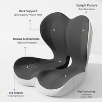 Coussin de dossier ergonomique intégré en mousse à mémoire de forme, creux, pour soulager la pression du coccyx, correcteur de posture anti-pression, pour utilisation en avion