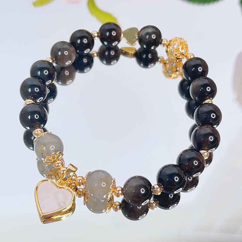 silver jewelry obsidian