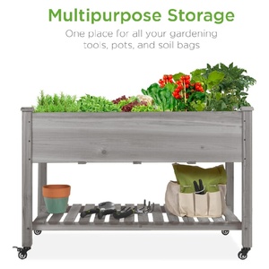 Étagère à fleurs surdimensionnée à double étage <span class=keywords><strong>pour</strong></span> jardin, patio et maison, avec roulettes, <span class=keywords><strong>pour</strong></span> fournitures de jardinage et pots de fleurs - Product Image 2