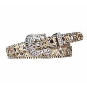 Women's Casual Formal Western Style Soft PU Leather <b>Belt</b> Rhinestones Daily Use Zinc Alloy Buckle Customizable Size Waistband - Product Image 3