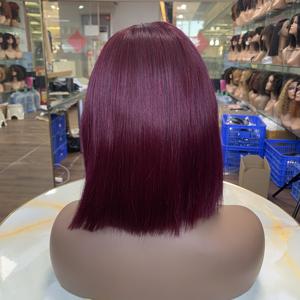 # Perruque Lace Closure 2x6 en dentelle Kim, couleur 99J Bourgogne, cheveux brésiliens, coupe bob droite 8 pouces, densité 180%, perruque courte coupe bob ultra-lisse - Product Image 3