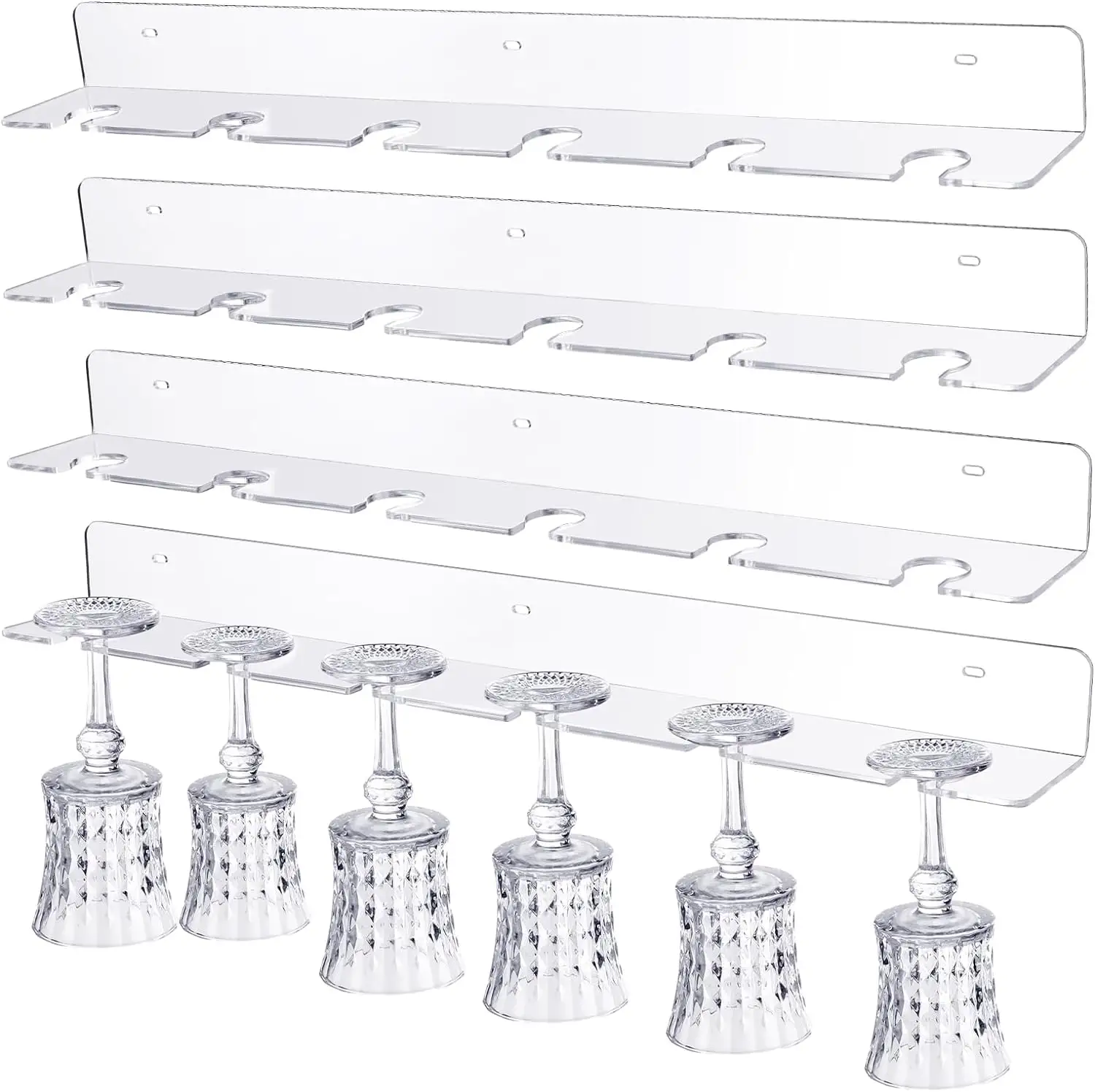 HQ Acrylic Wall Mounted Wine Glass Holder Champagne glass Wall Holder display rack Hanging shelf for Kitchen Bar