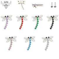 GZN Factory Prices Titanium Dragonfly Shape Labret Earring Lip Ring Earring Body Jewelry