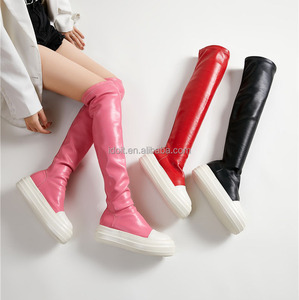 Bottes Cuissardes Plates Automne Hiver, Tube Mi-Long, Plateforme à Semelle Épaisse, Bottes Hautes <span class=keywords><strong>Femme</strong></span>, Chaussures <span class=keywords><strong>Femme</strong></span> 2022 - Product Image 6