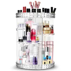 DIY Adjustable 360 Lazy Susan Clear Acrylic Rotating Cosmetic Makeup Organizer Set