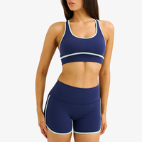 Ensemble de sport 2 pièces personnalisé pour femme, avec brassière de sport à bordure contrastante et short de yoga taille haute, pour la gym et le fitness
