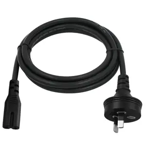 替换澳大利亚黑色交流AU 2针插头电缆IEC C7连接器2针作为电源线