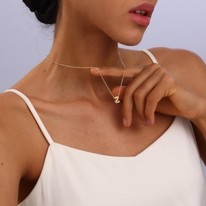 Tối giản xỉn miễn phí thép không gỉ trang sức nhà máy Cá nhân hoá Tên bong bóng Ballon 3D Puff thư dây chuyền quyến rũ phụ nữ - Product Image 3