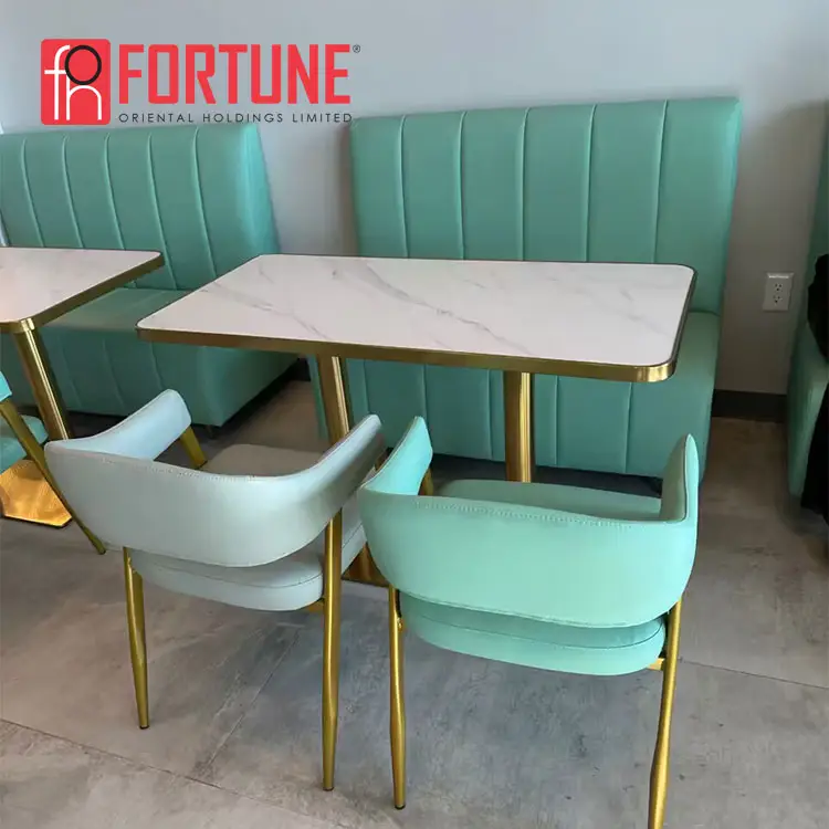 Benutzer definierte hellgrüne Restaurant Stand Tisch und Stühle für Ice Cream Milk Tea Shop