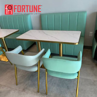 Table et chaises de restaurant personnalisées vert clair pour les salons de crème glacée et de thé au lait