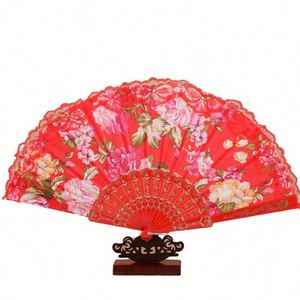 Nouveau style éventail pliant chinois en dentelle, cadeaux de mariage, éventail en plastique pour décorations de bal, artisanat en plastique fait main - Product Image 1